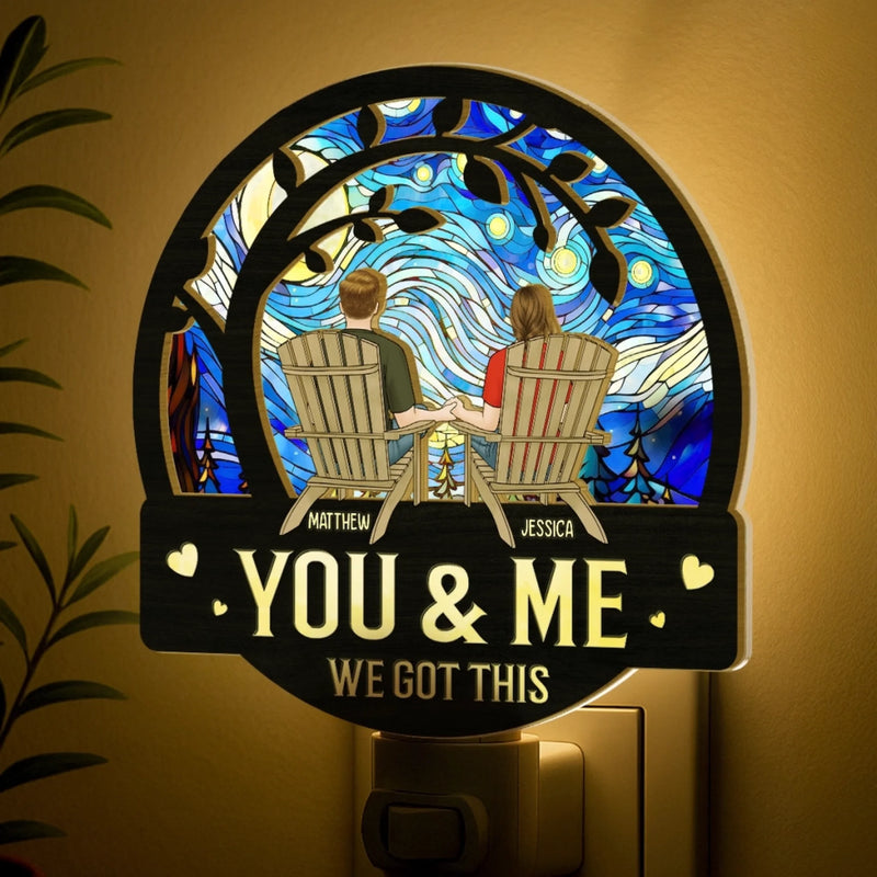 We Got This - Couple Personalized Custom Wood And Acrylic Night Light - Gift For Husband Wife, Anniversary