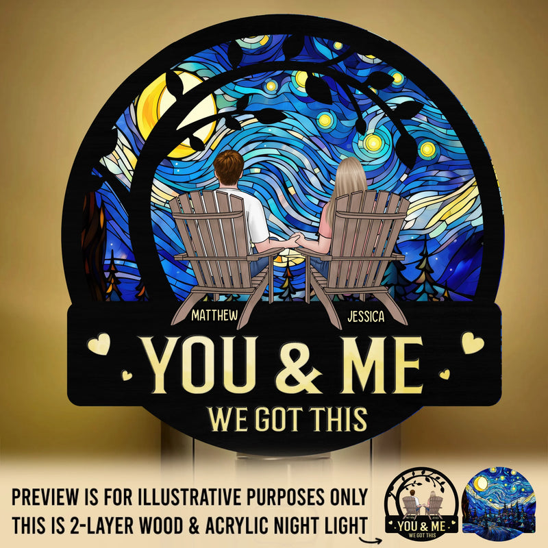 We Got This - Couple Personalized Custom Wood And Acrylic Night Light - Gift For Husband Wife, Anniversary
