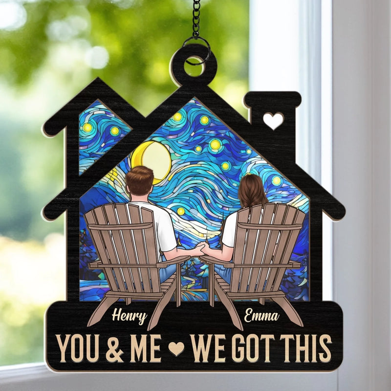 In This House, Love Lives - Couple Personalized Window Hanging Suncatcher Ornament - Gift For Husband Wife, Anniversary