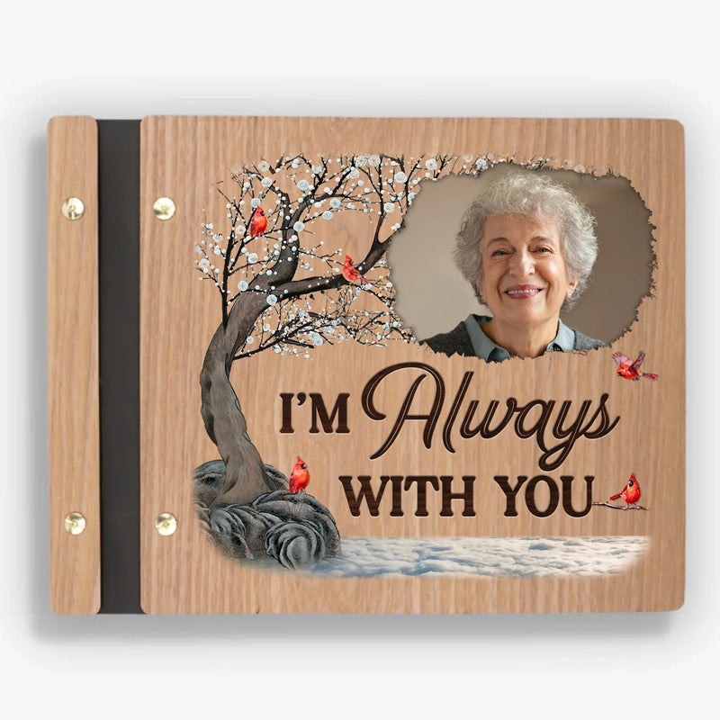 Custom Photo Time Passes, Love Remains - Memorial Personalized Custom Wooden Scrapbook - Sympathy Gift For Family Members