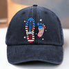 Coolest Papa In Town - Family Personalized Custom Vintage Washed Denim Baseball Cap US - 4th Of July, Gift For Dad, Grandpa
