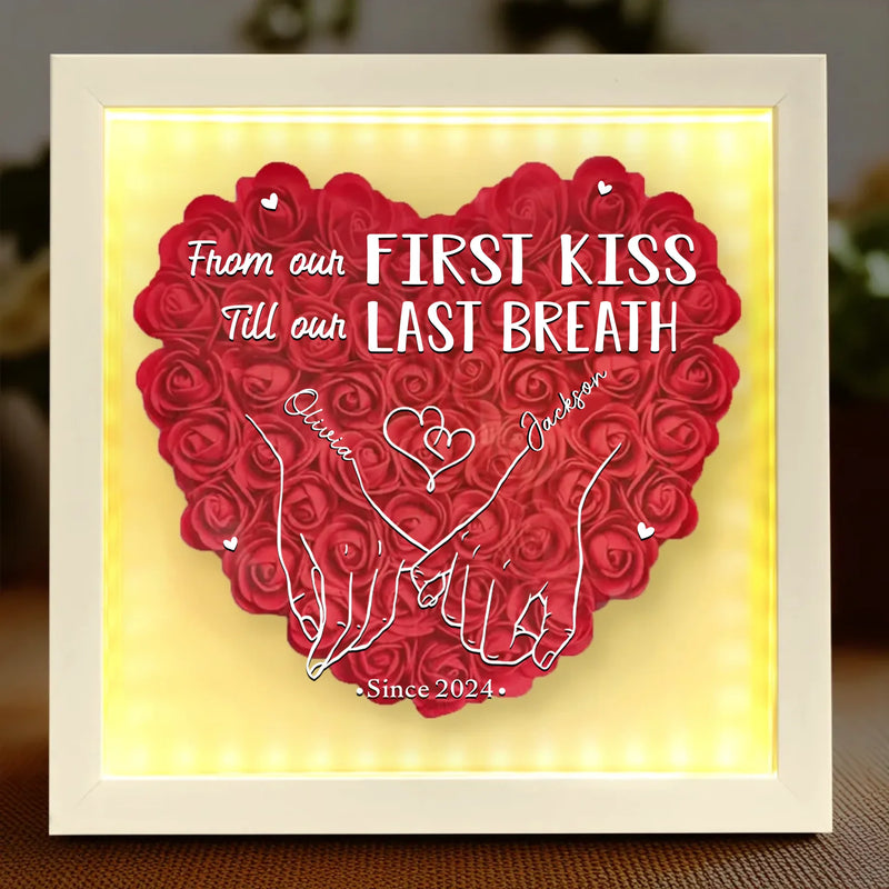 Wrapped In Your Love - Couple Personalized Custom Flower Shadow Box With LED - Gift For Husband Wife, Anniversary