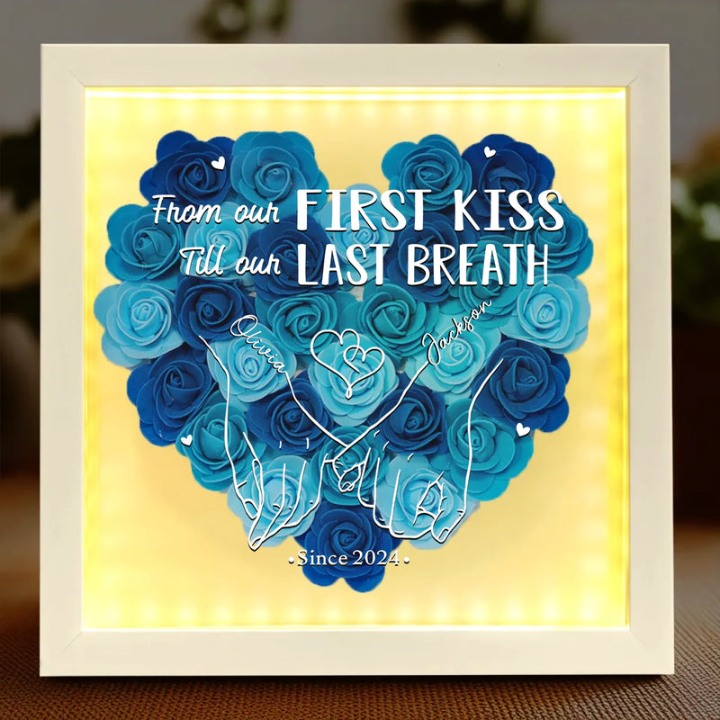 Wrapped In Your Love - Couple Personalized Custom Flower Shadow Box With LED - Gift For Husband Wife, Anniversary