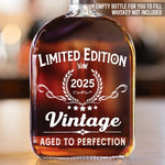 Limited Edition Vintage Aged to Perfection Whiskey Gift - Round Whiskey Bottle