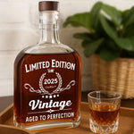 Limited Edition Vintage Aged to Perfection Whiskey Gift - Round Whiskey Bottle