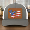 Born To Be Free - Family Personalized Custom Leather Patch Mesh Cap - 4th Of July, Gift For Dad, Grandpa