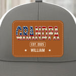 Custom Name Papa Gifts for Dad - Personalized Leather Patch Mesh Cap US
