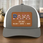 Custom Name Papa Gifts for Dad - Personalized Leather Patch Mesh Cap US