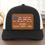 Custom Name Papa Gifts for Dad - Personalized Leather Patch Mesh Cap US