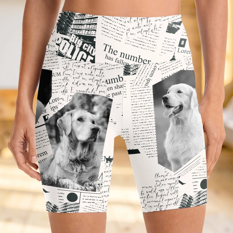 Custom Photo Fetch Vibes Only - Dog & Cat Personalized Custom Biker Leggings - Gifts For Pet Owners, Pet Lovers