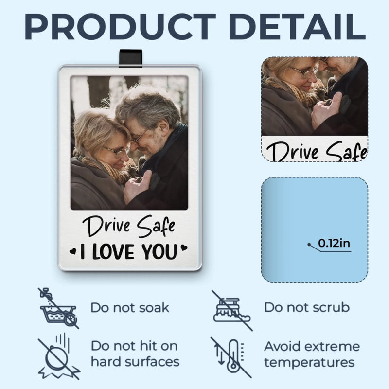 Custom Photo You Mean The World To Me - Couple Personalized Custom Acrylic Car Visor Clip - Gift For Husband Wife, Anniversary