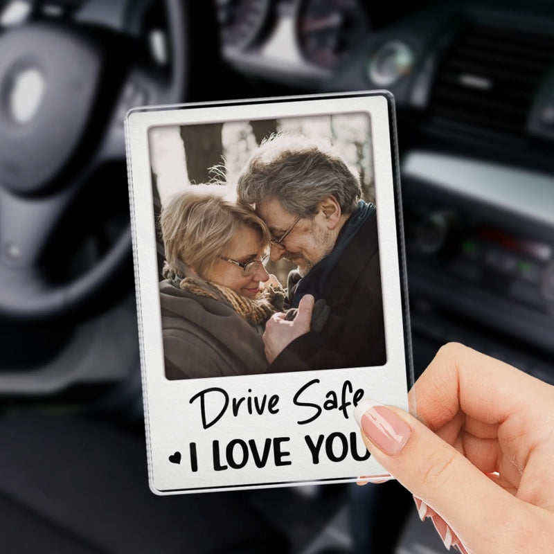 Custom Photo You Mean The World To Me - Couple Personalized Custom Acrylic Car Visor Clip - Gift For Husband Wife, Anniversary