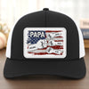Papa & His Crew - Family Personalized Custom Leather Patch Mesh Cap - 4th Of July, Gift For Dad, Grandpa