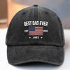 Dad Life Vibes - Family Personalized Custom Vintage Washed Denim Baseball Cap US - 4th Of July, Gift For Dad, Grandpa