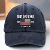 Dad Life Vibes - Family Personalized Custom Vintage Washed Denim Baseball Cap US - 4th Of July, Gift For Dad, Grandpa