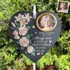 Custom Photo Gone But Not Forgotten - Memorial Personalized Memorial Garden Slate & Hook - Sympathy Gift For Family Members