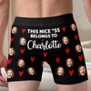 Custom Photo Reserved For My Babe Only - Couple Personalized Custom Boxer Briefs, Men's Boxers - Gift For Husband Wife, Anniversary