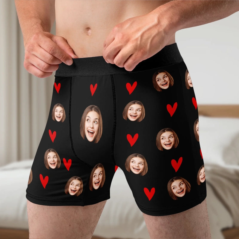 Custom Photo Reserved For My Babe Only - Couple Personalized Custom Boxer Briefs, Men's Boxers - Gift For Husband Wife, Anniversary