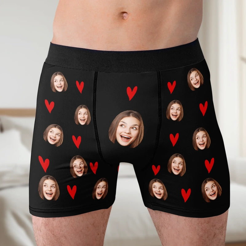 Custom Photo Reserved For My Babe Only - Couple Personalized Custom Boxer Briefs, Men's Boxers - Gift For Husband Wife, Anniversary