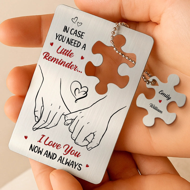 Custom Name Couple Love Gifts - Personalized Metal Wallet Card with Charm