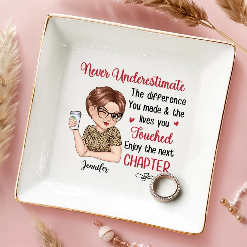 Chapter Closed, Legend Unlocked - Coworker Personalized Custom Jewelry Dish - Appreciation, Retirement Gift For Coworkers, Work Friends, Colleagues