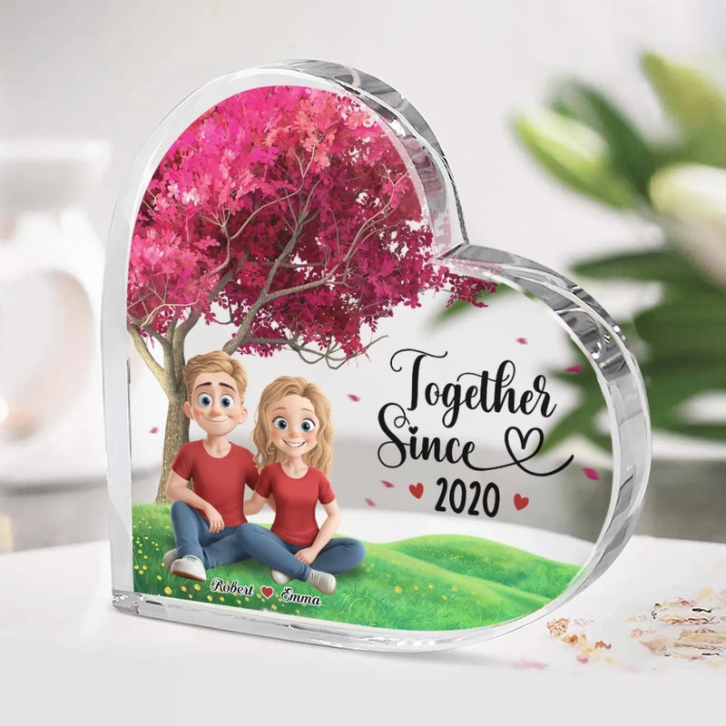 Built On Love - Couple Personalized Custom Heart Shaped Acrylic Plaque - Gift For Husband Wife, Anniversary