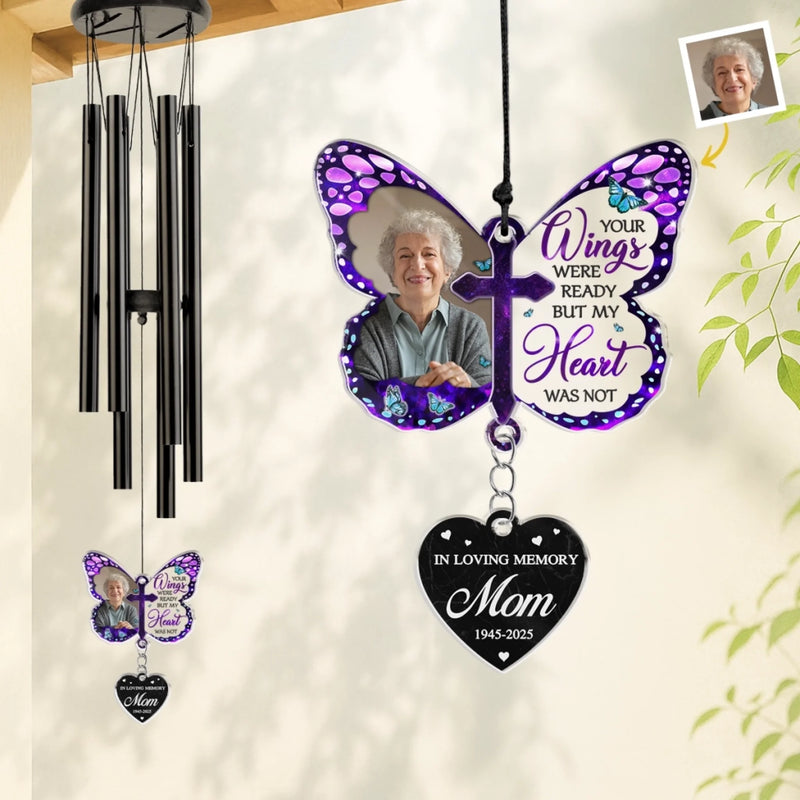 Custom Photo Wind Chime With Acrylic Charms - Personalized Memorial Sympathy Gifts For Loss Of Mom, Dad - I'm Always With You, Sympathy Gifts For Loss Of Loved One