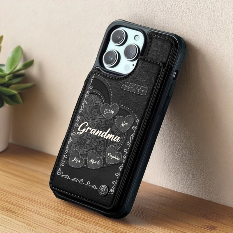 Custom Leather Flip Wallet Phone Case - Personalized Birthday Gifts For Mom, Grandma - Keep Loved Ones Close Always
