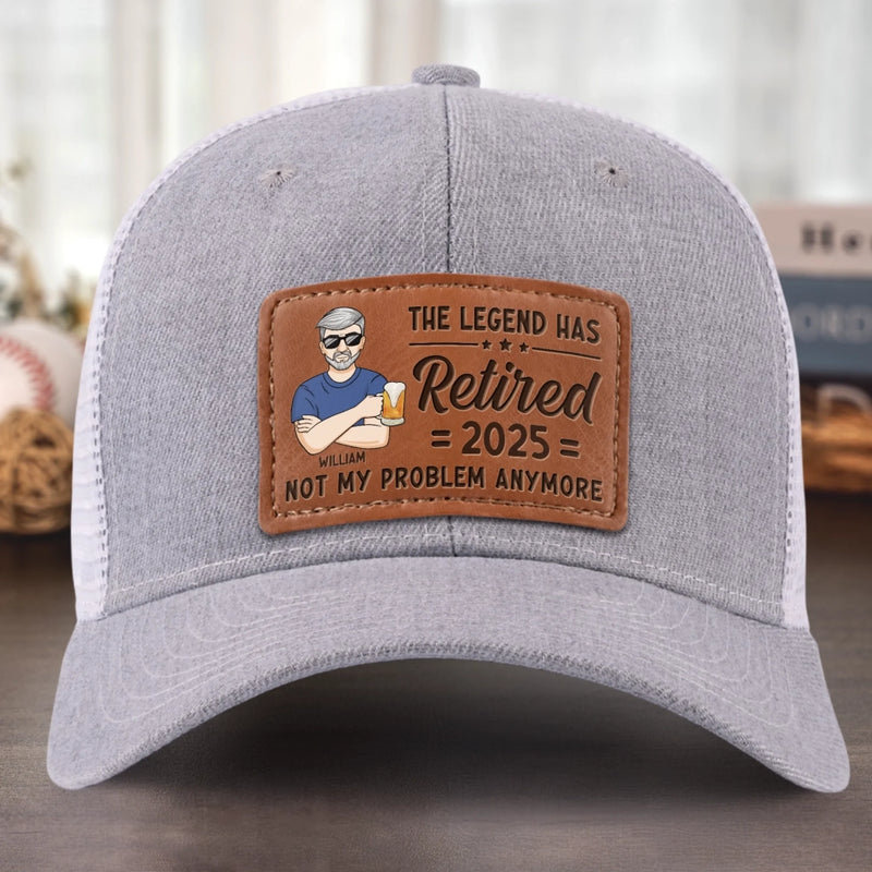 Custom Leather Patch Hat - Personalized Retirement Gifts For Women, Men - Not My Problem Anymore