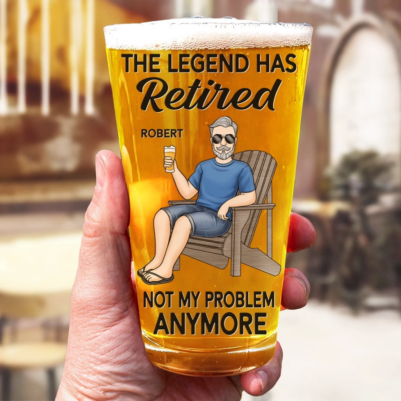 The Legend Has Clocked Out - Coworker Personalized Custom Beer Glass - Appreciation, Retirement Gift For Coworkers, Work Friends, Colleagues
