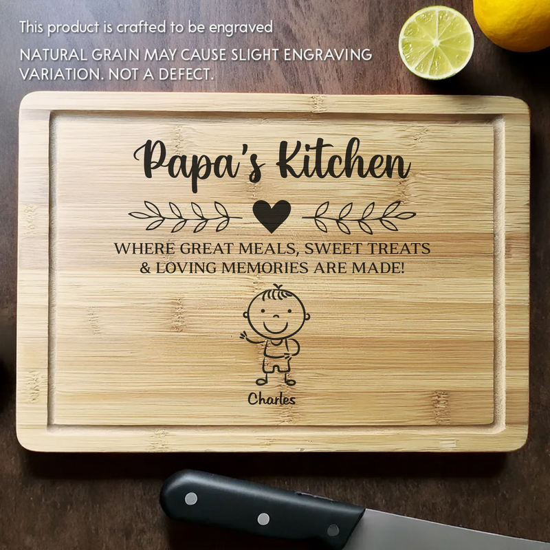 Where Food Meets Family - Family Personalized Custom Engraved Wooden Cutting Board - Father's Day, Gift For Dad, Grandpa
