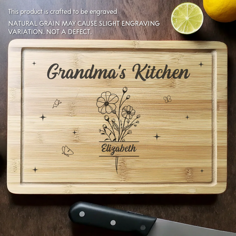 Happiness Is Homemade In Mom’s Kitchen - Family Personalized Custom Engraved Wooden Cutting Board - Mother's Day, Gift For Mom, Grandma
