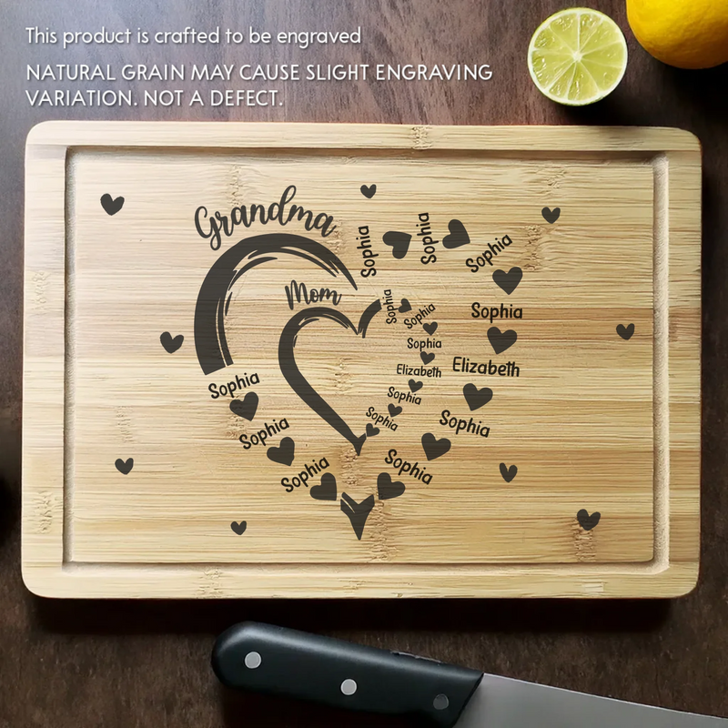 Custom Name Grandma Family Gifts - Personalized Cutting Board