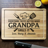 Everything Tastes Better When Grandpa Grills It - Family Personalized Custom Engraved Wooden Cutting Board - Father's Day, Gift For Dad, Grandpa