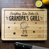 Everything Tastes Better On Papa's Grill - Family Personalized Custom Engraved Wooden Cutting Board - Father's Day, Gift For Dad, Grandpa