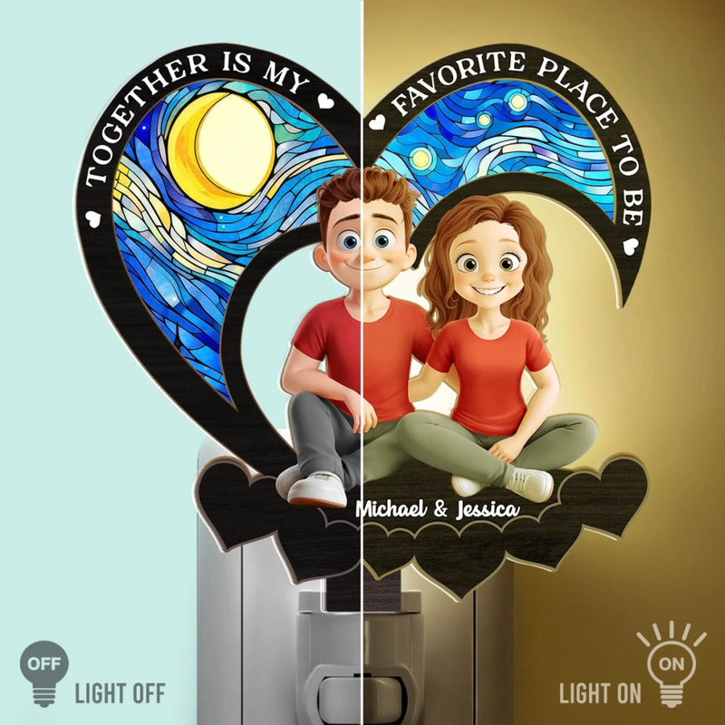 Custom Wood And Acrylic Night Light - Personalized Anniversary Wedding Gifts For Husband And Wife, Him And Her - Together, Always And Forever
