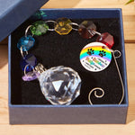 Custom Pet Name Rainbow Bridge Memorial - Personalized Crystal Suncatcher with Charm