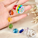Custom Pet Name Rainbow Bridge Memorial - Personalized Crystal Suncatcher with Charm