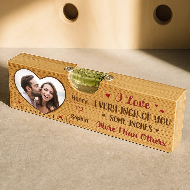 Custom Photo Wooden Bottle Opener With Built-in Spirit Level - Personalized Anniversary Wedding Gifts For Husband And Wife, Him And Her - Together Is Everything