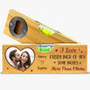 Custom Photo Wooden Bottle Opener With Built-in Spirit Level - Personalized Anniversary Wedding Gifts For Husband And Wife, Him And Her - Together Is Everything