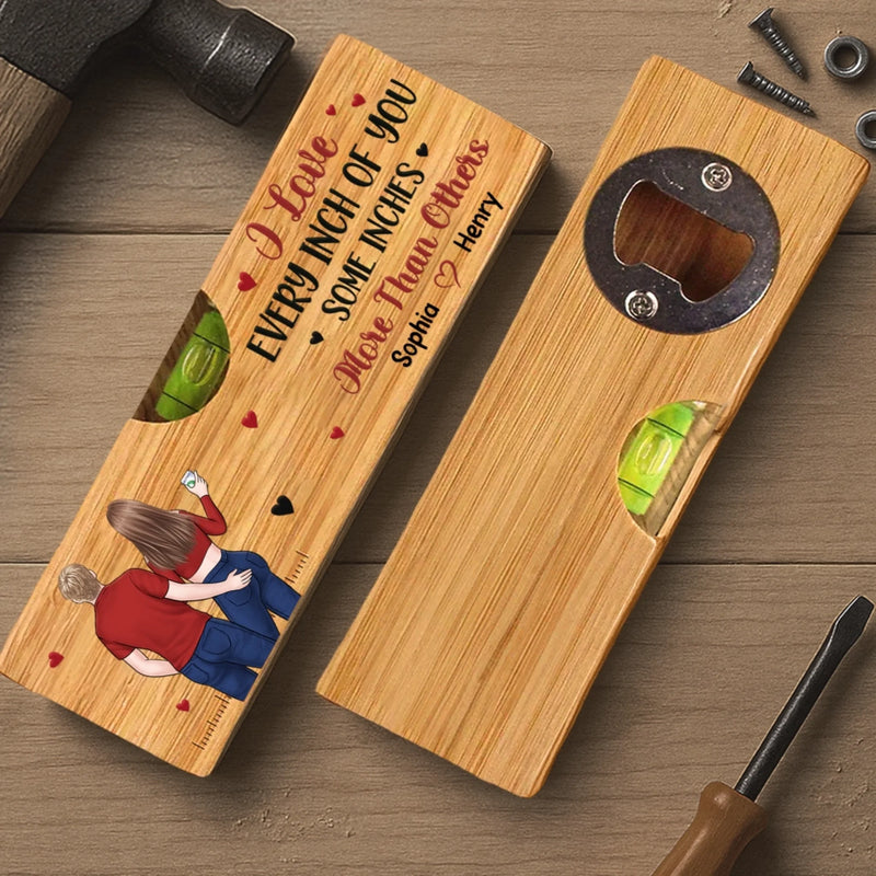 Custom Wooden Bottle Opener With Built-in Spirit Level - Personalized Anniversary Wedding Gifts For Husband And Wife, Him And Her - You And Me, Always