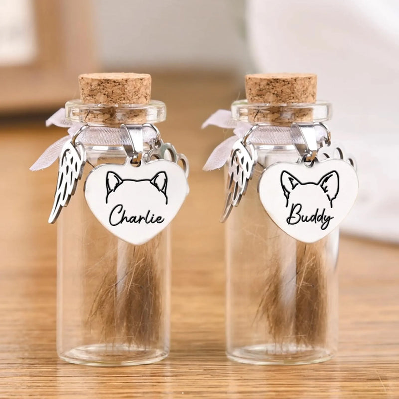 Custom Pet Fur Keepsake Jar - Personalized Pet Memorial Sympathy Gifts For Dogs, Cats - Gone But Not Forgotten