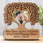 Custom Photo Anniversary Gifts for Couples - Personalized Wooden Plaque With Flat Stand