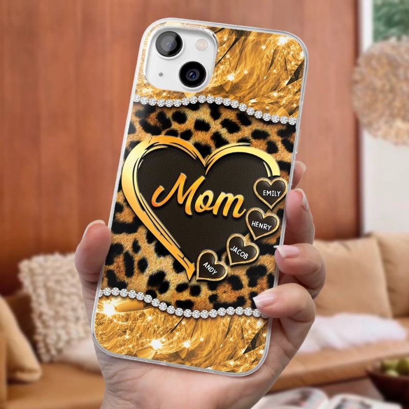 Custom Name Leopard Print Mom Gifts - Personalized Phone Case