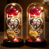 Custom Photo Light Up Eternal Rose In Glass Dome - Personalized Anniversary Wedding Gifts For Husband And Wife, Him And Her - Love In Full Bloom
