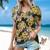 Custom Photo Puff Sleeve Shirt - Personalized Summer Vacation And Travel Gifts For Dog Cat Lovers, Dog Dad And Mom, Cat Owners - We’re Not Just A Family, We’re A Sitcom