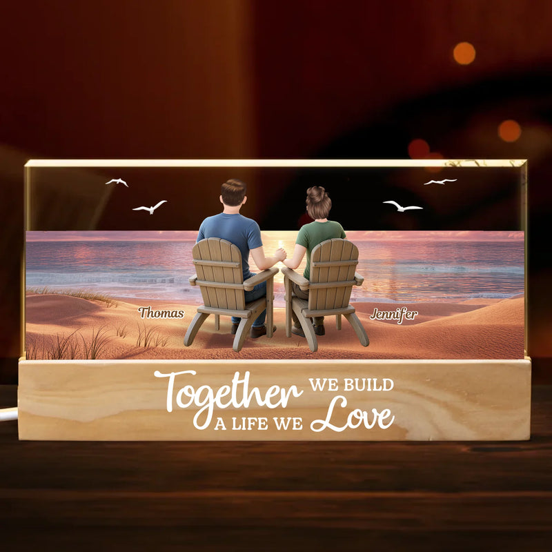 Custom Acrylic LED Night Light - Personalized Anniversary Wedding Gifts For Husband And Wife, Him And Her - Built With Love, Enjoyed Together