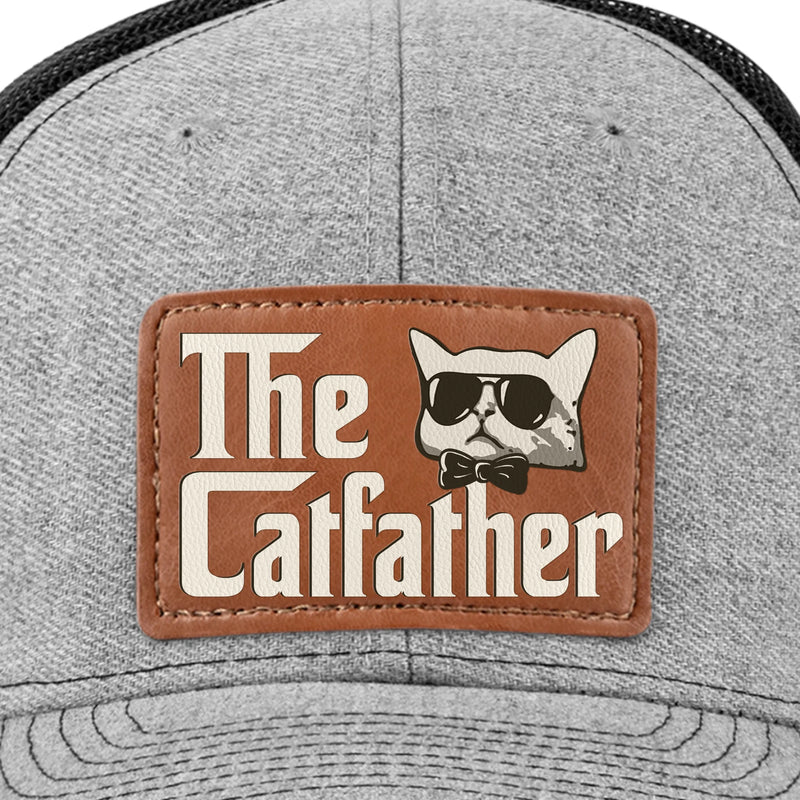 The Catfather Cat Dad Gift - Leather Patch Hat