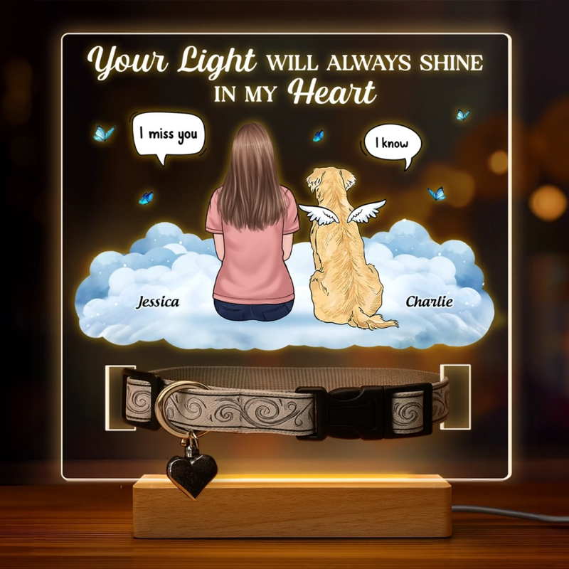 Custom Pet Loss Memorial Light - Personalized Pet Memorial Gifts For Dogs, Cats - Always In My Heart