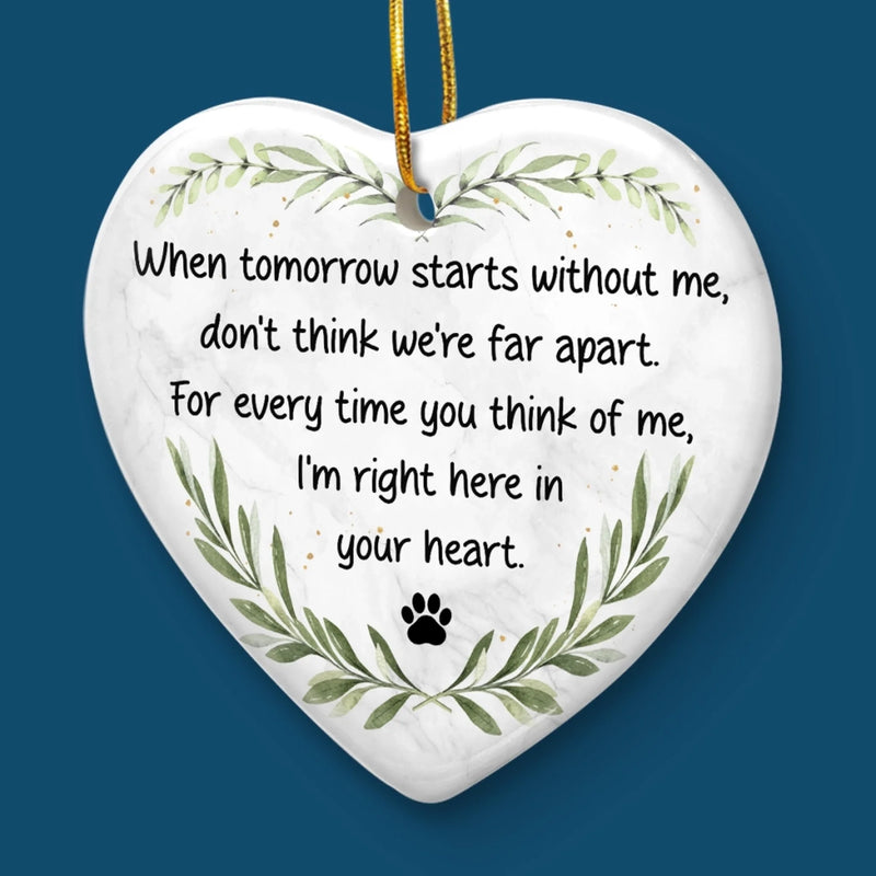 Ornament - Ceramic Heart Shaped - Christmas Memorial Sympathy Gifts For Dogs, Cats - Love Never Fades
